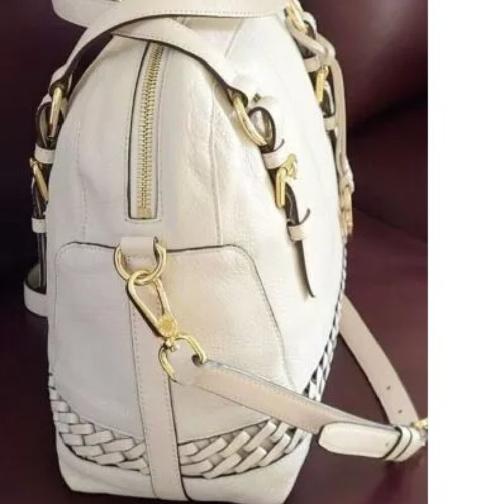 MICHAEL KORS GLADSTONE VANILLA LEATHER LG SATCHEL BAG NWT! - Picture 3 of 12